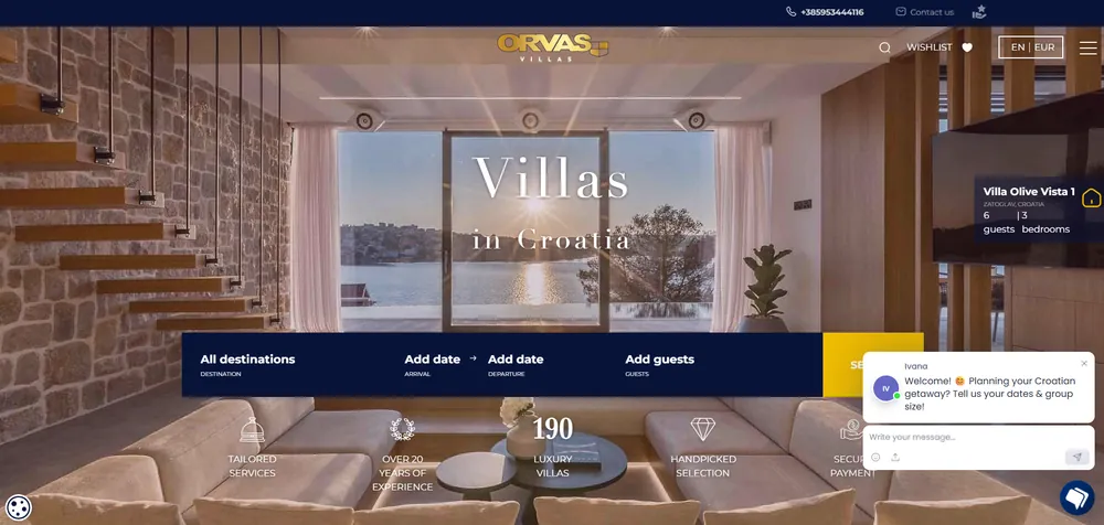 Orvas Villas — Postojeća snimka web stranice; aktualni izgled može se razlikovati.